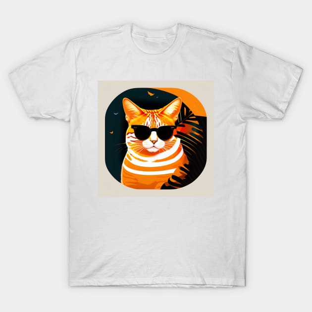 Cute Cat on shades for cat lover T-Shirt by Fun and Cool Tees